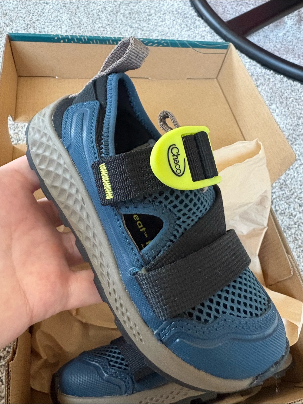 Brand New Chaco Kids Blue and Gray Mesh Athletic Sandal - Size 10
